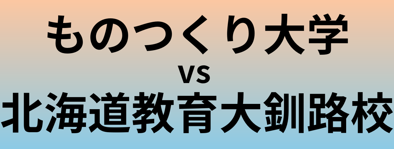 ものつくり大学と北海道教育大釧路校 のどちらが良い大学?